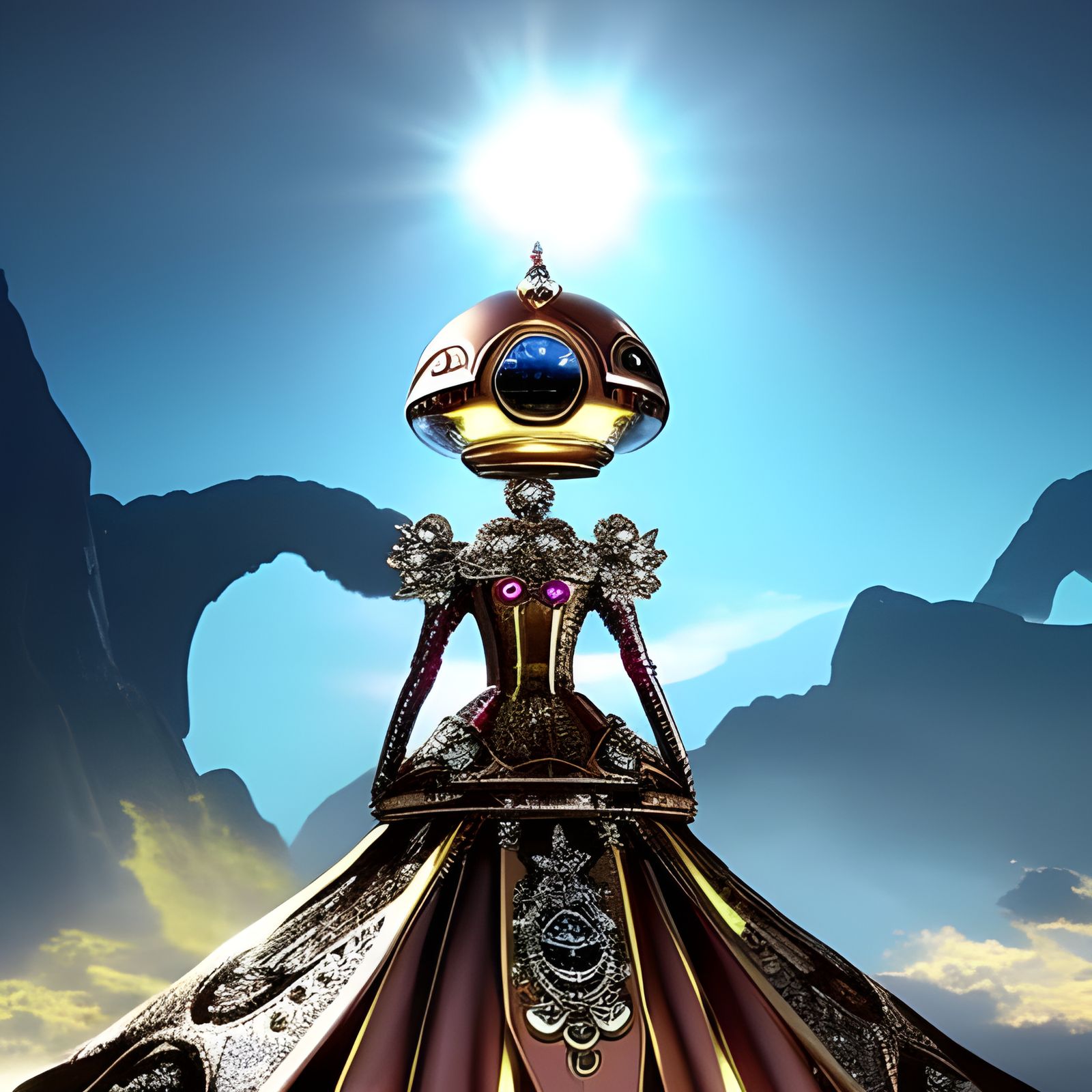 Steampunk Alien Goddess in Haute Couture Attire