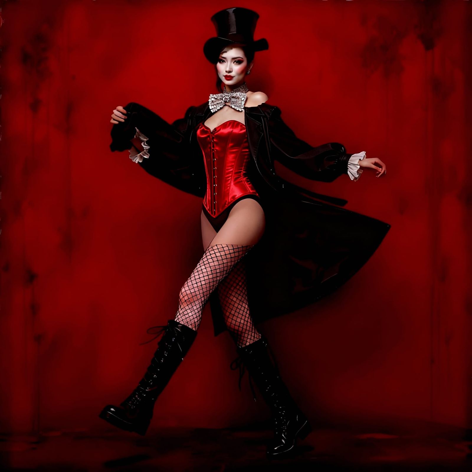 Kabuki Model in Top Hat and Magician's Coat