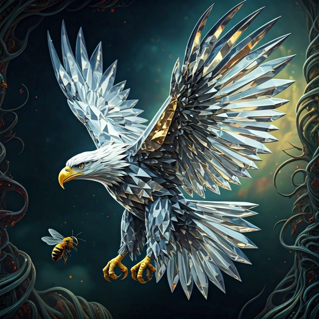 Crystal American Eagle Soaring in Flight