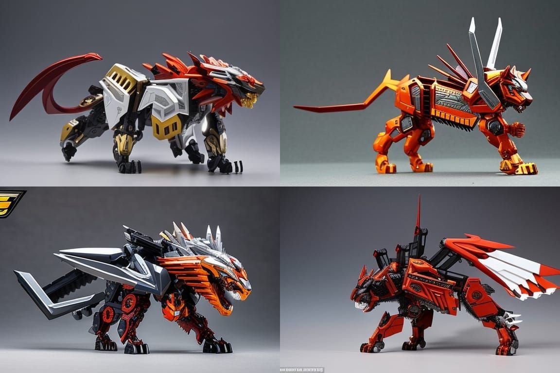 Mechanical Lion Zoid Variant with Blades and Wings
