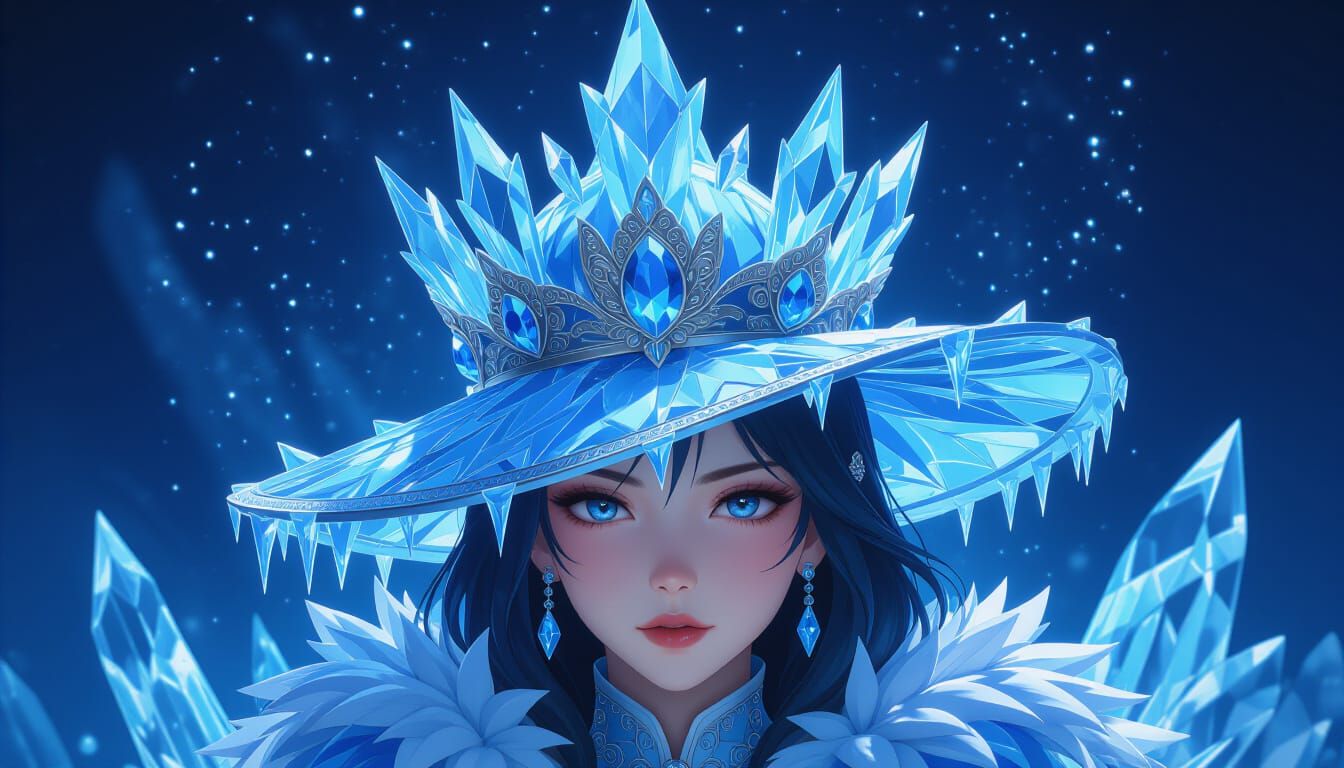 Crystal Ice Crown Hat: Fantasy Concept Art