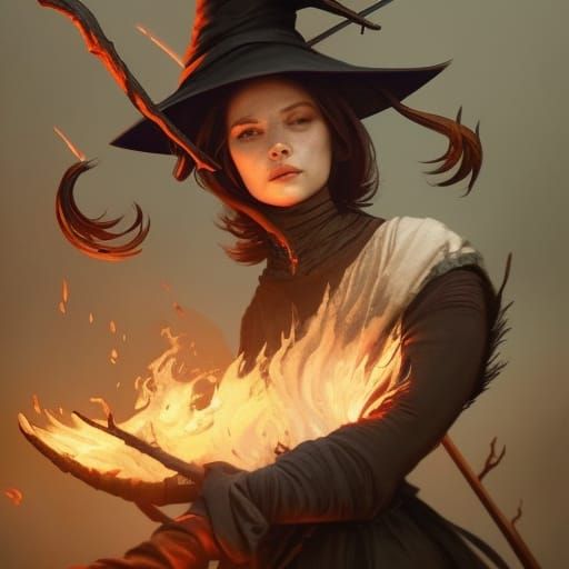 Witch Trial Scene in Dark Fantasy Style