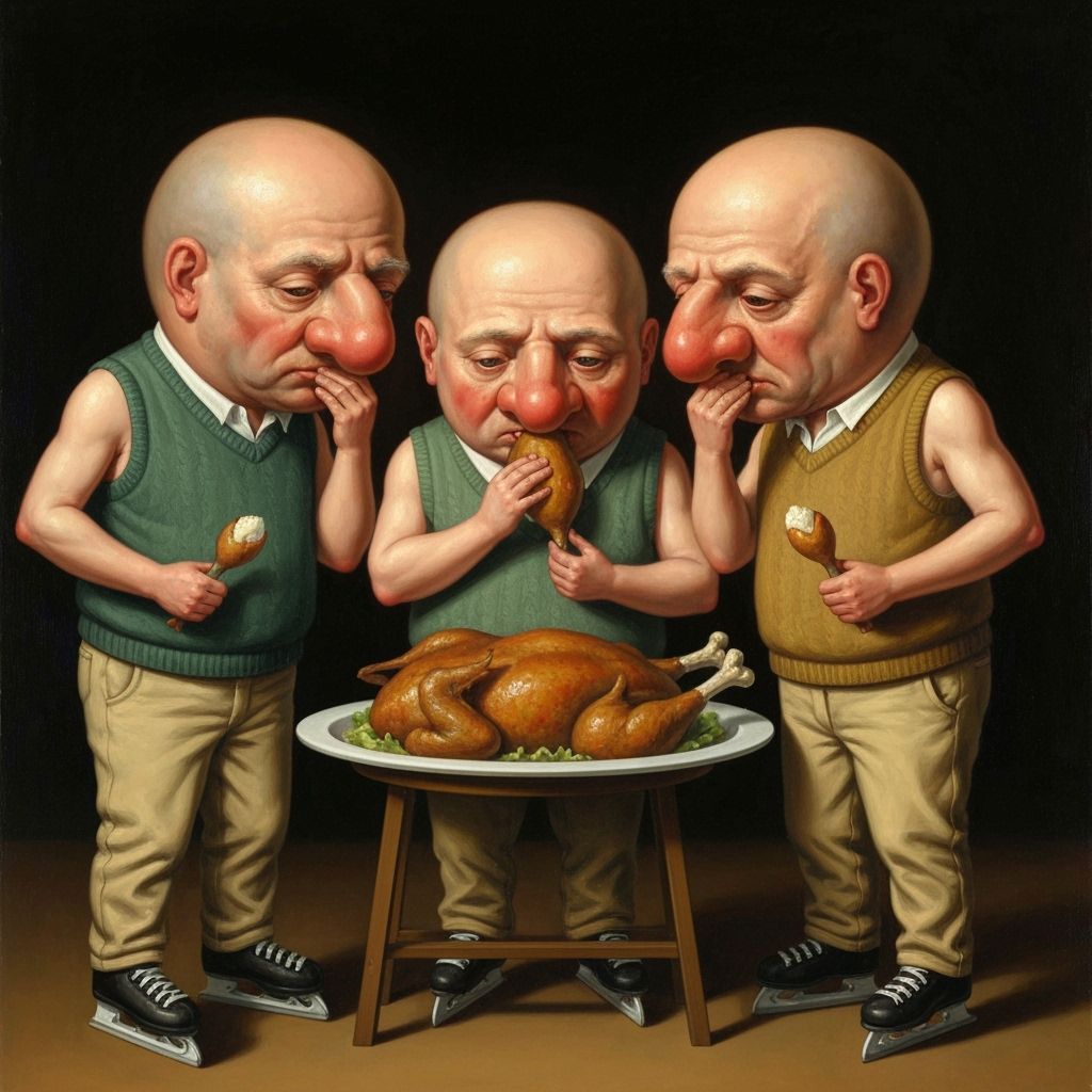Grotesque Surrealist Scene of Poultry Feast
