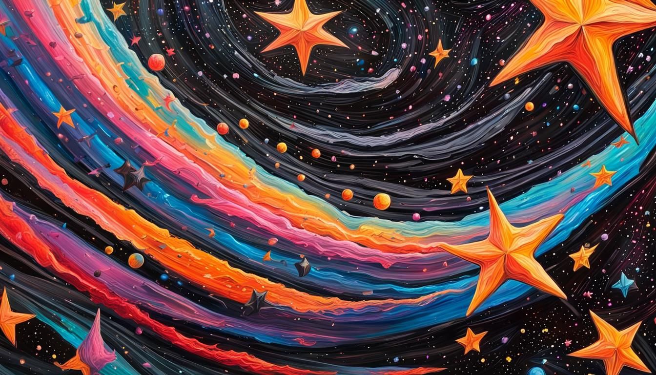 Vivid Star Cluster in Impasto Oil Paint Style