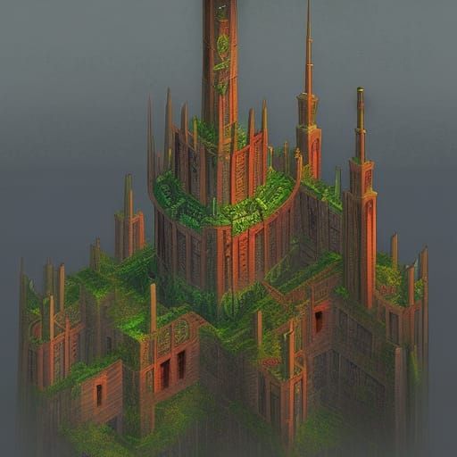 Ethereal Fantasy Citadel with Demonic Imagery