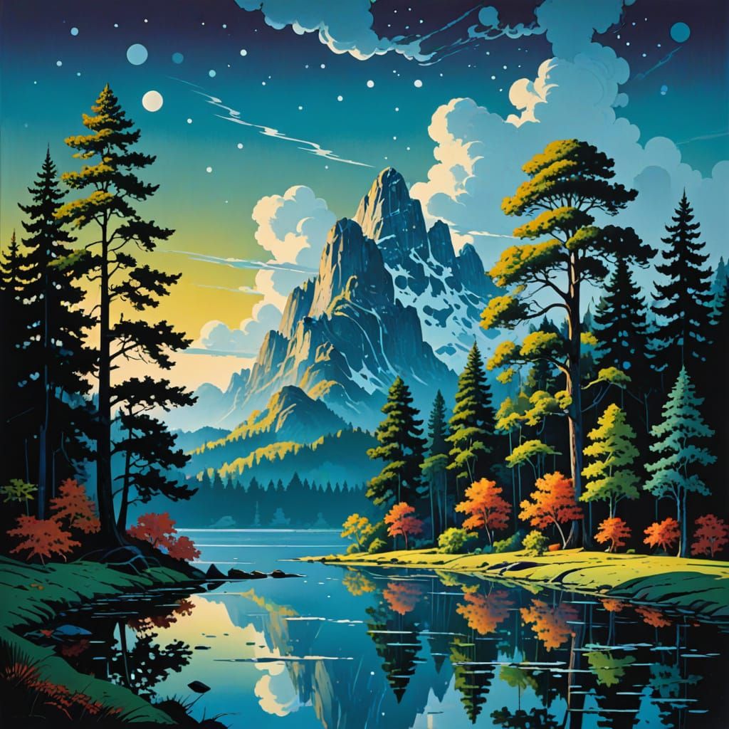 Polka Dot Fantasy Landscape in Detailed Matte Painting