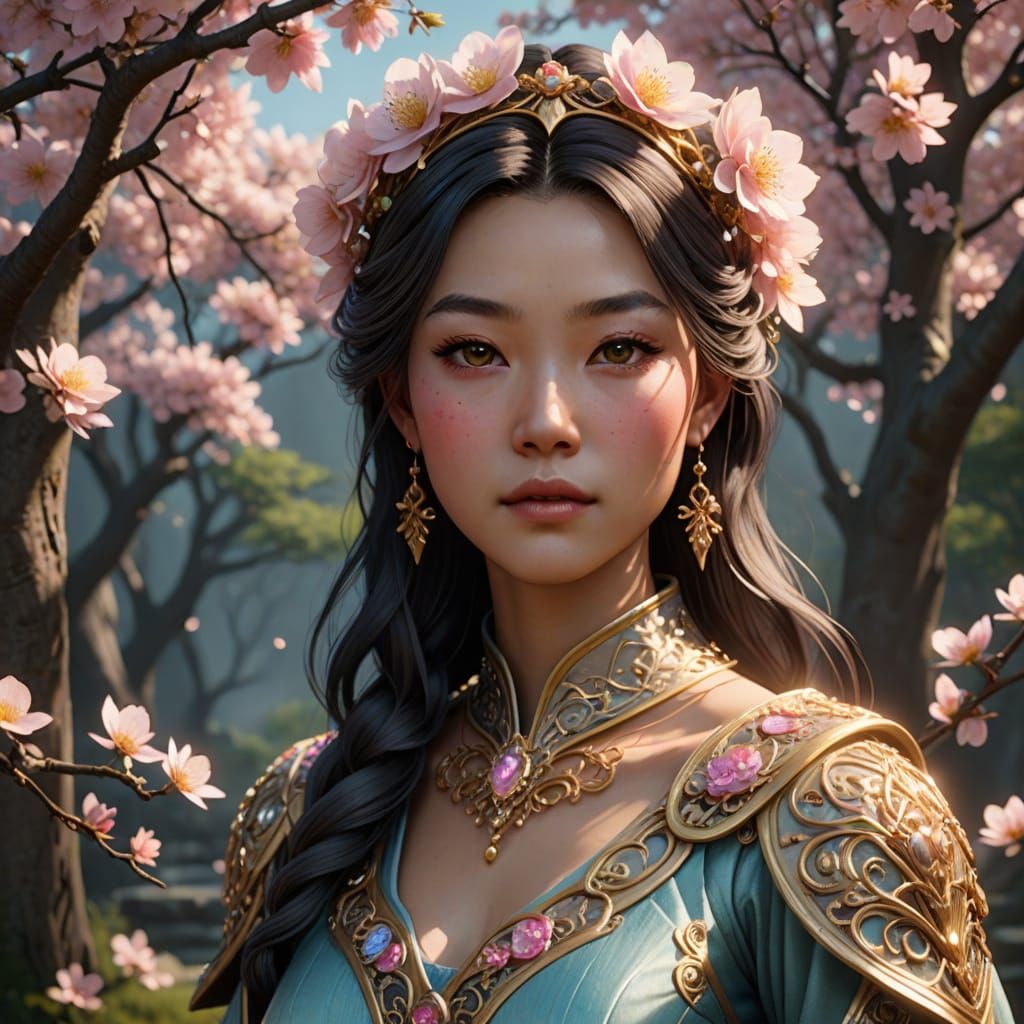 Ethereal Chinese Fairy Princess in Rose Kingdom Wedding Atti...