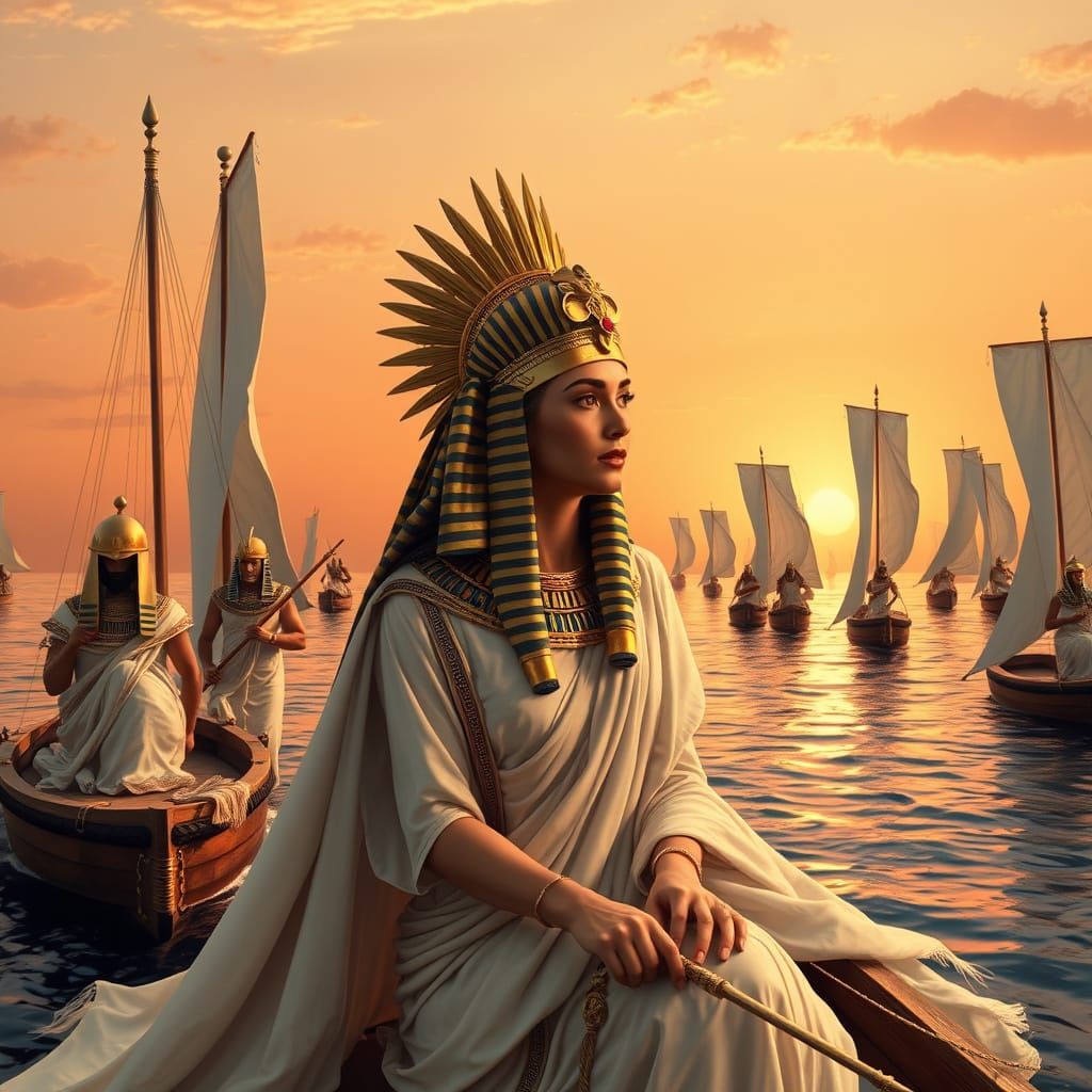 Egyptian Queen Sails Nile River in Golden Light
