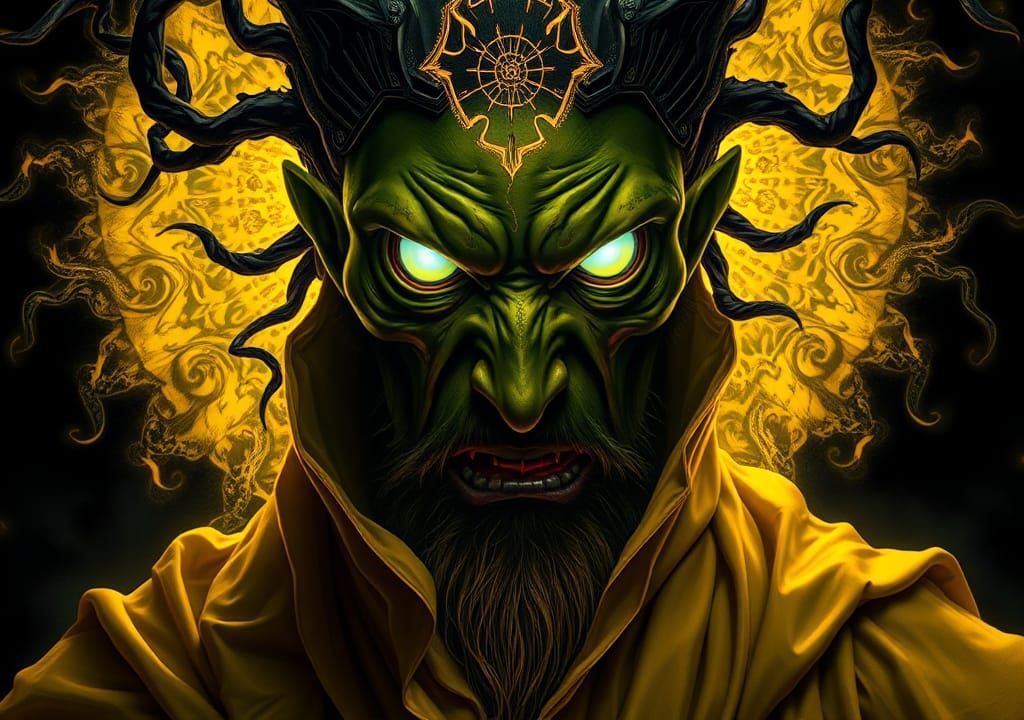 King in Yellow: Cosmic Horror Art Nouveau Portrait