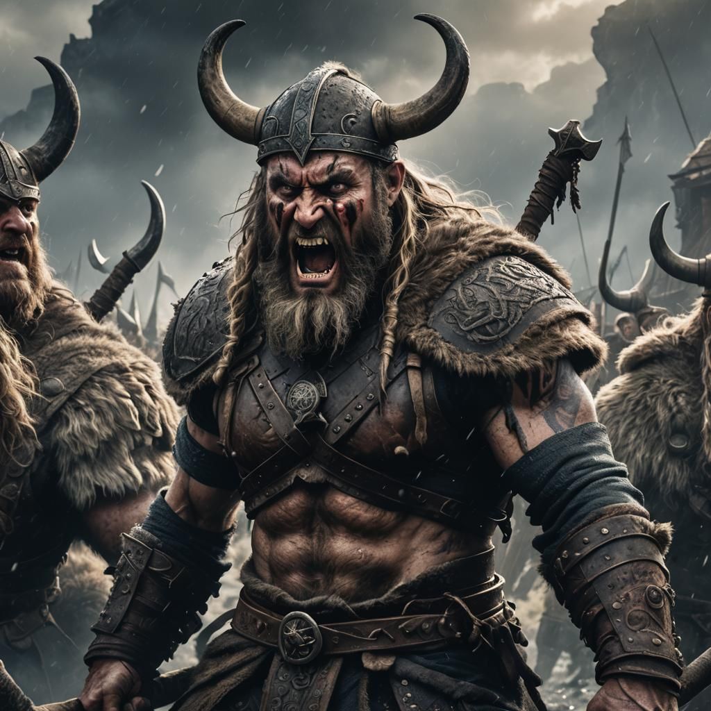 Viking Berserker Portrait in Digital Matte Painting