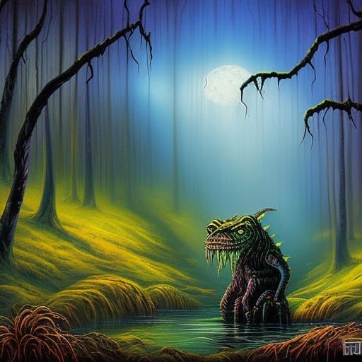 Swamp Creature in Comic Book Art Style