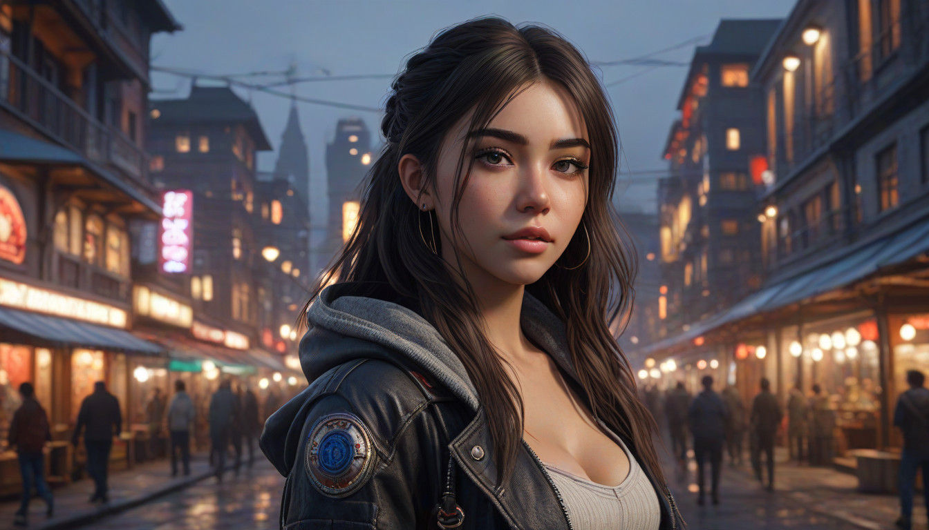 Surreal Anime Portrait of a Pretty Girl in a Breathtaking Ev...