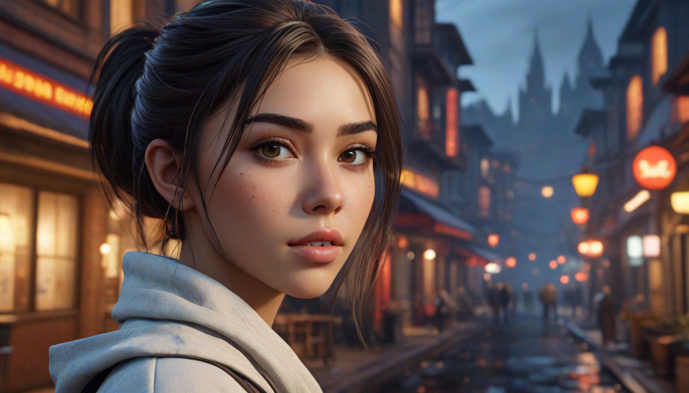 Anime Portrait of a Stunning Beauty in a Serene Evening Scen...