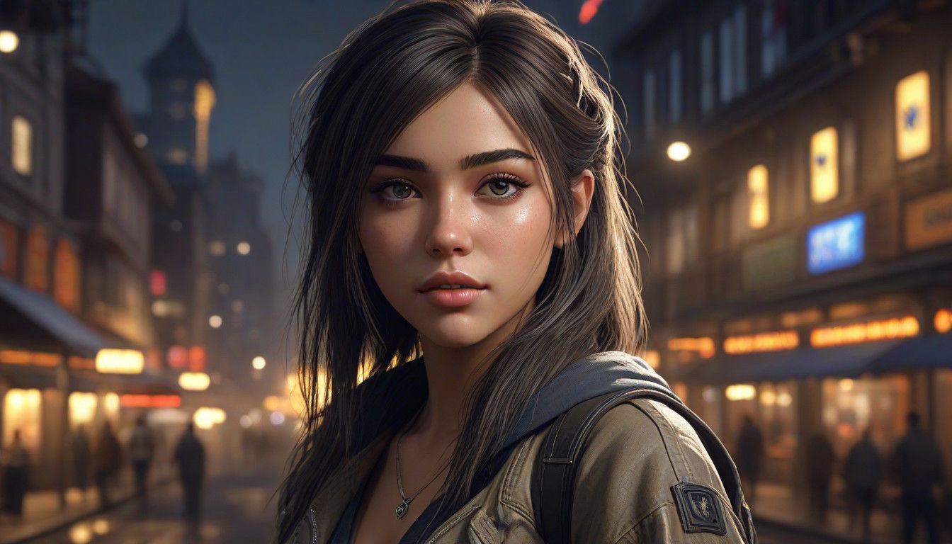 Pretty Girl in a Fantastical Evening Landscape