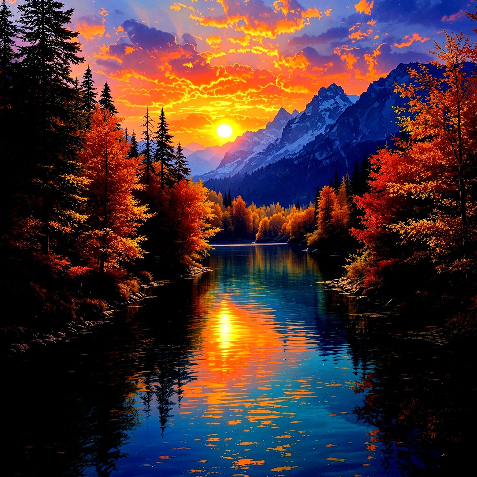 Surreal Autumn Landscape Revelation in Photorealistic Panora...