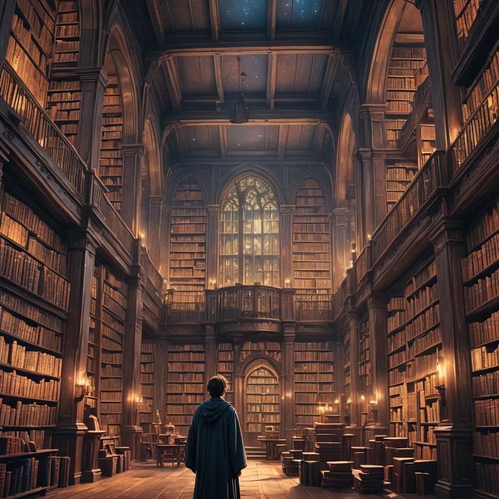 Harry Potter in Mystical Library Concept Art