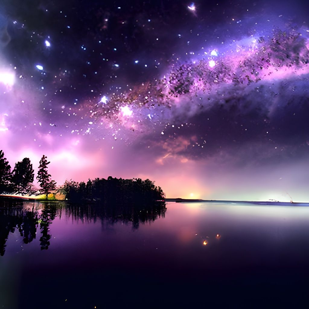 Hyperrealistic Starlit Lake Reflecting Milky Way