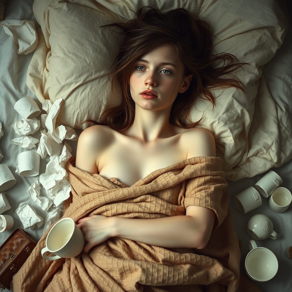 Young Woman in Intimate Repose, Inspired by Modern Masters