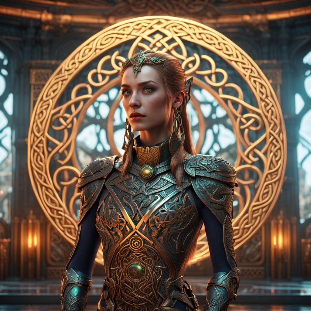 Bold Celtic Princess with Bronze Knot Decoration