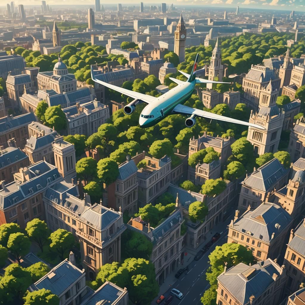 Lush London Cityscape in Vibrant Anime Style