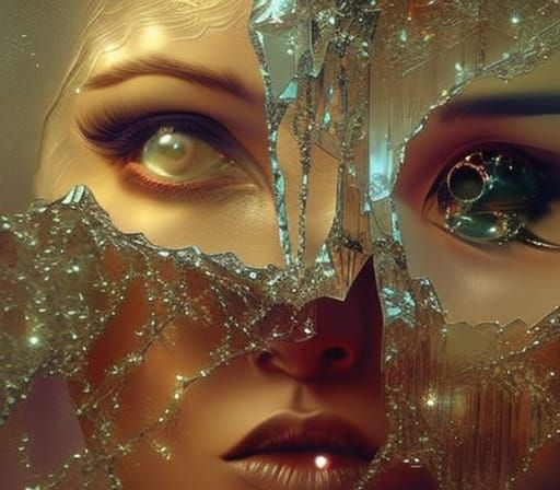 Broken Heart in Glass: Photorealistic Neosurrealist Portrait