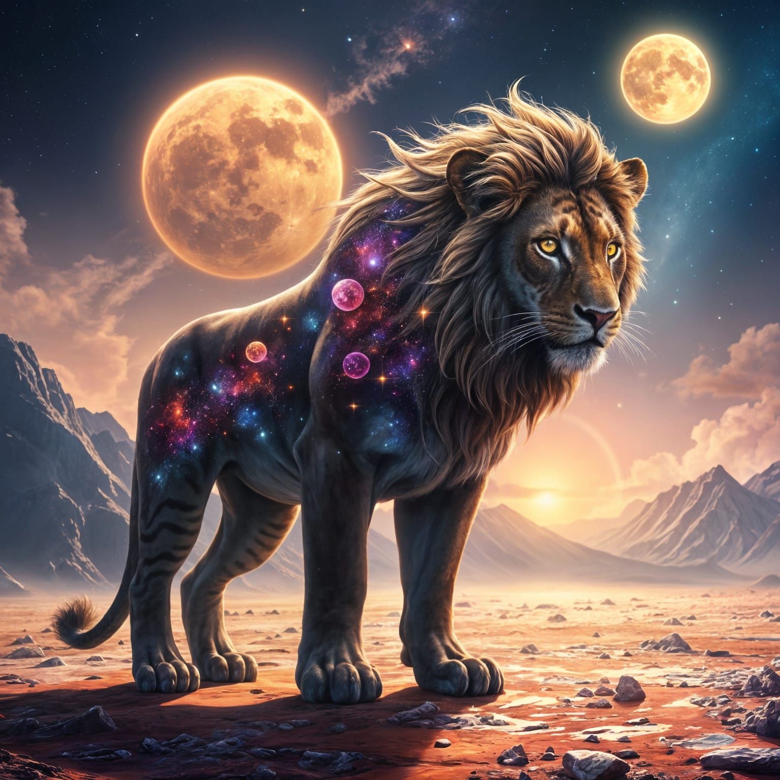 Cosmic Liger on Alien Planet: Digital Art