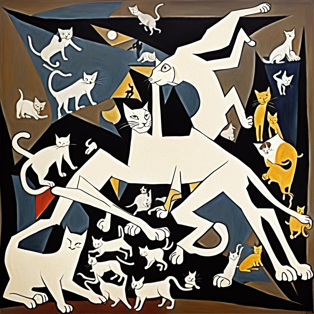 Cats Recreate Guernica: A Digital Art Homage