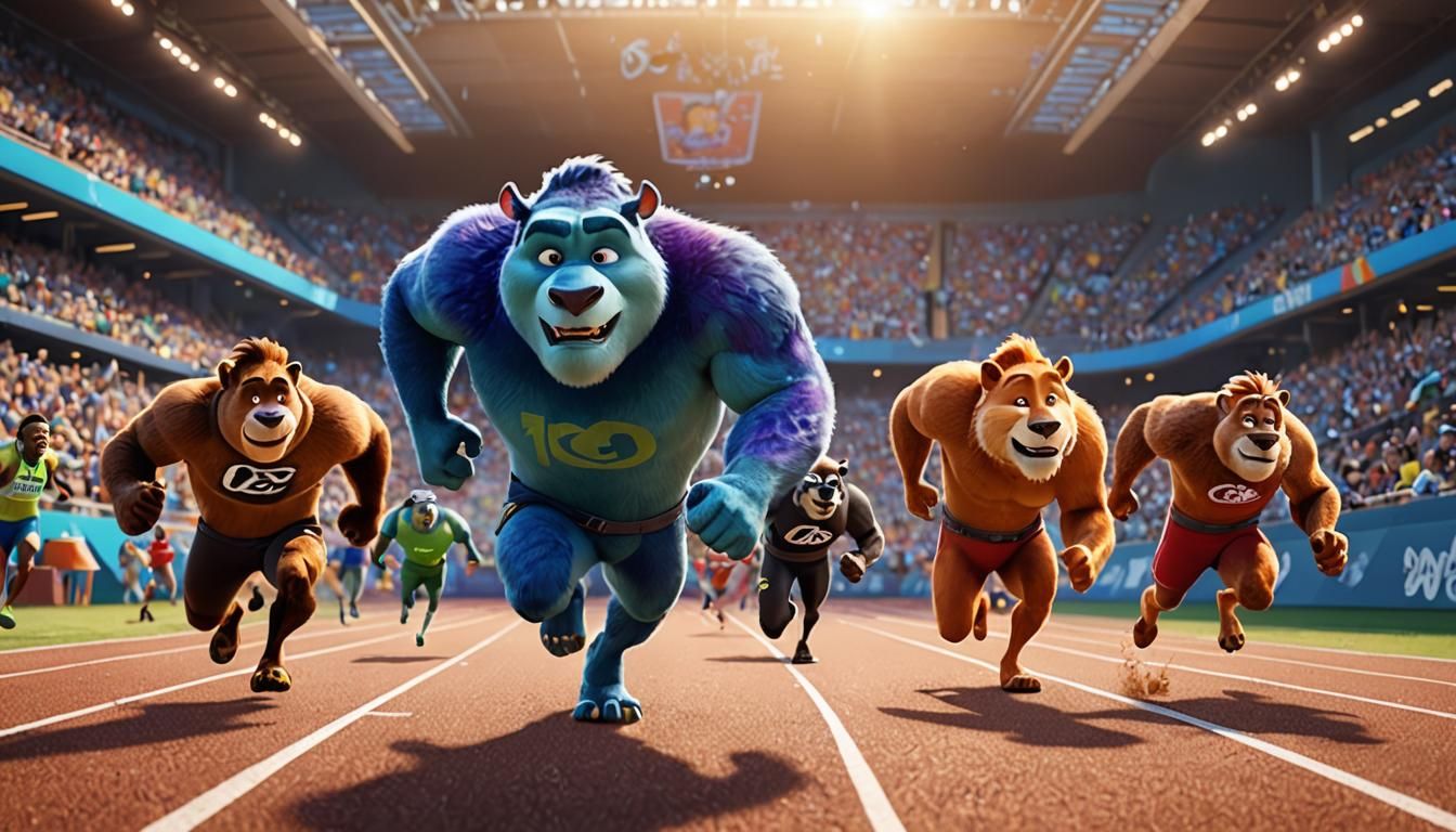 Animal Olympics 100-Meter Sprint in 3D Style