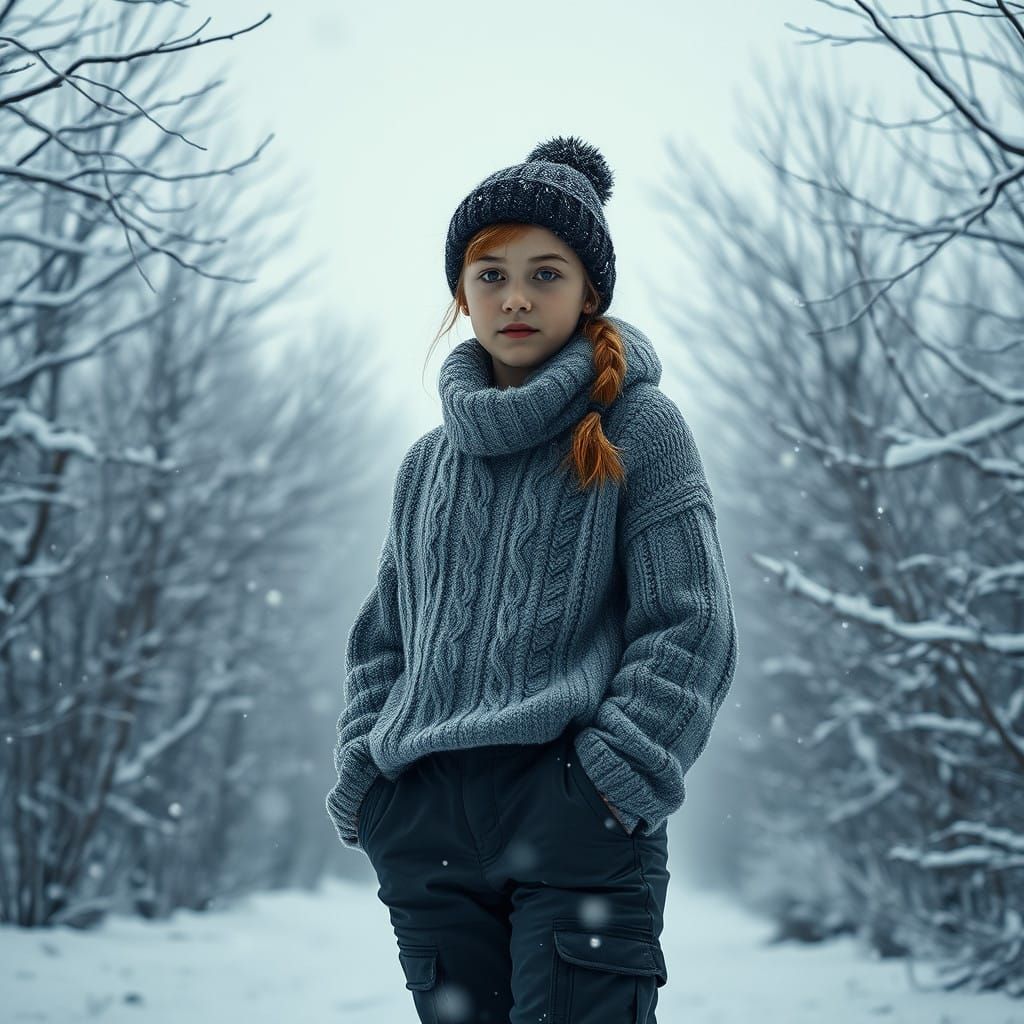 Winter Wonder Girl in Hyperrealistic Style