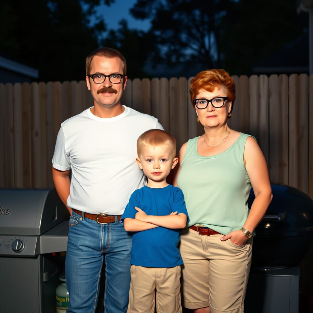 The Hill Family Poses for a Photo in a Suburban Backyard