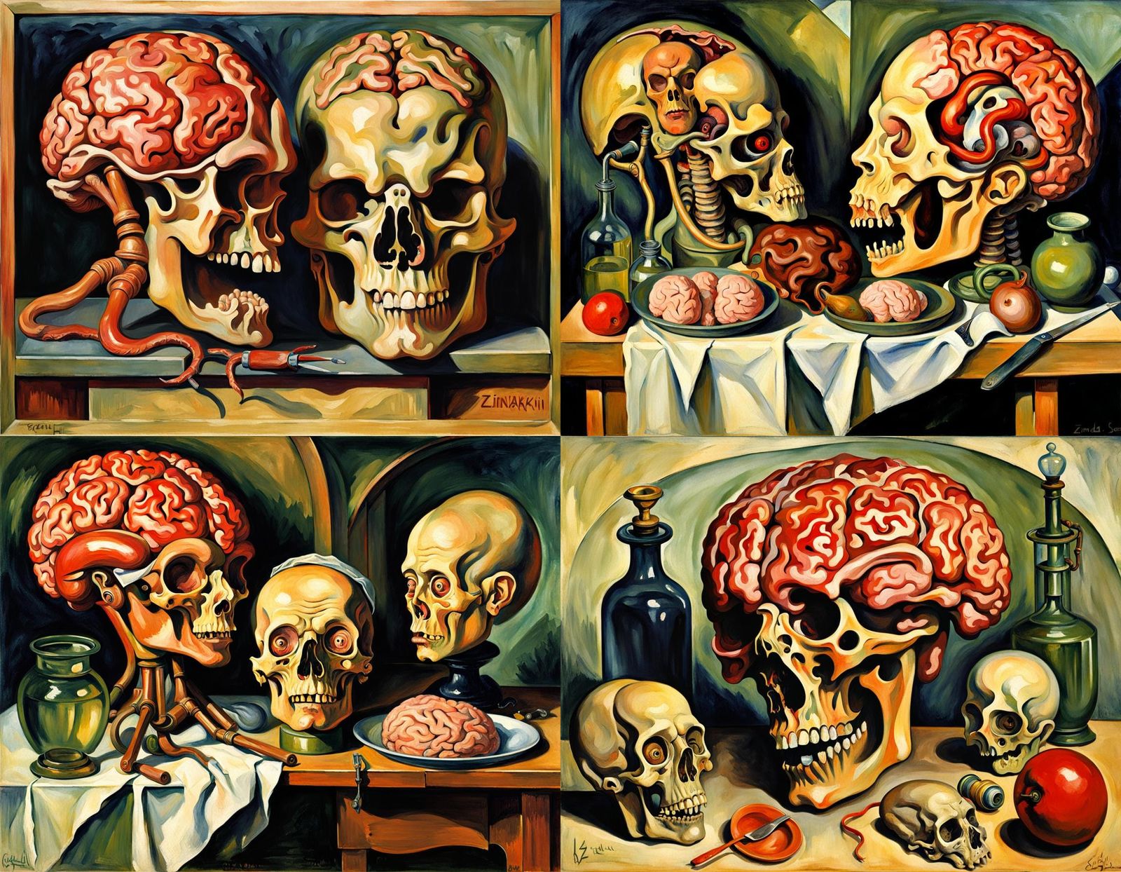 Disturbing Alien Brain Dissection in Expressionist Style