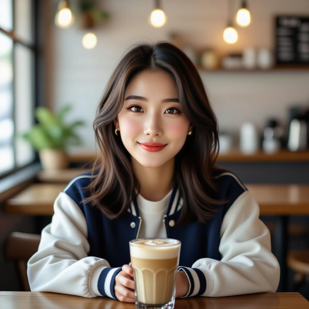 Young Korean Woman in Cafe Portrait