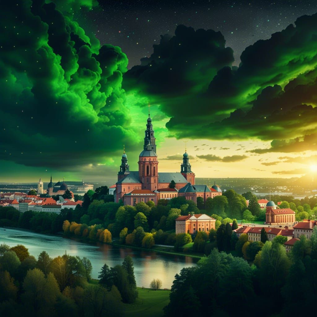 Vilnius Center with Cathedral and Sunset, 8K