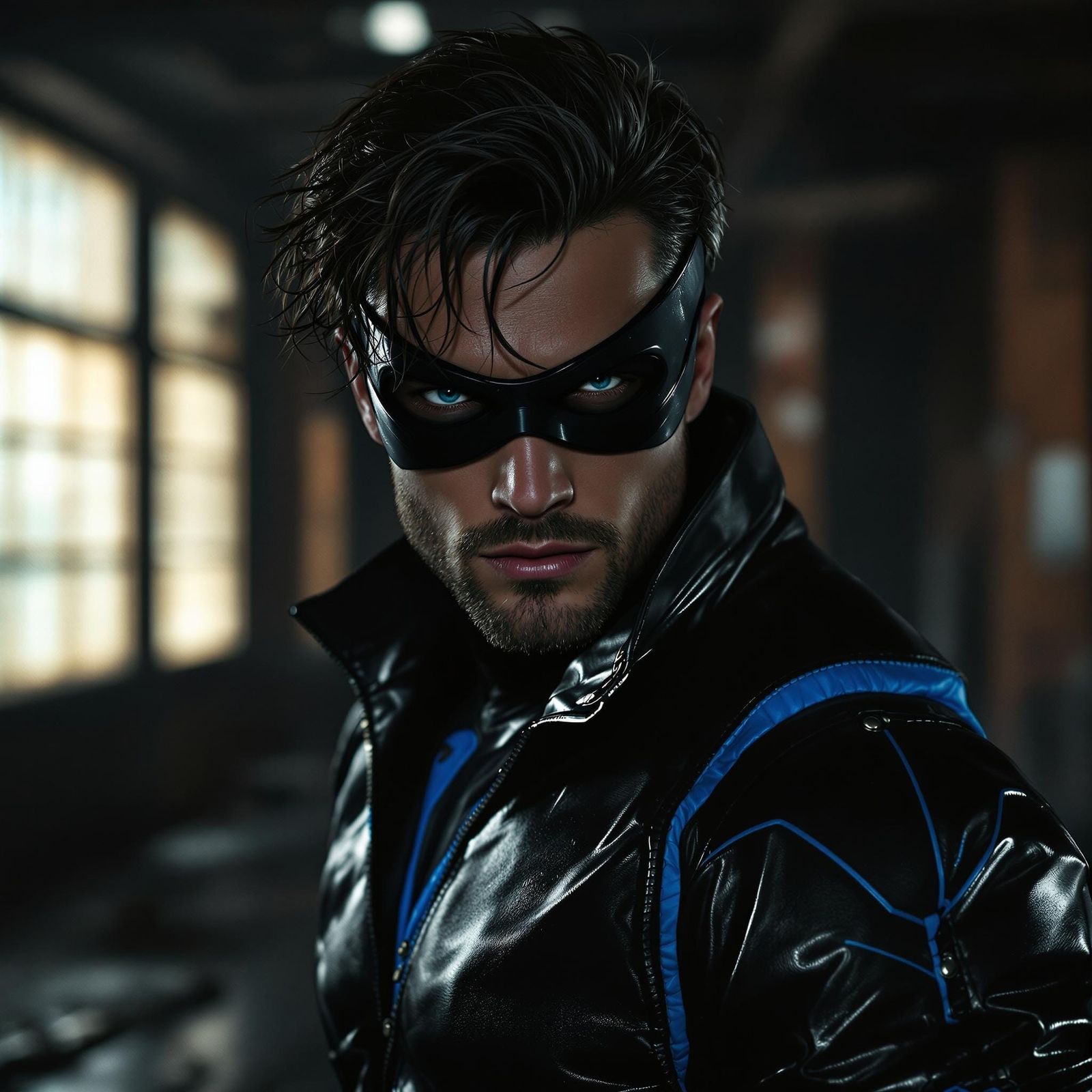 Rugged Nightwing Investigates Abandoned Warehouse