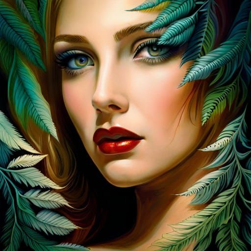 Dreamy Portrait of Woman in Mysterious Forest