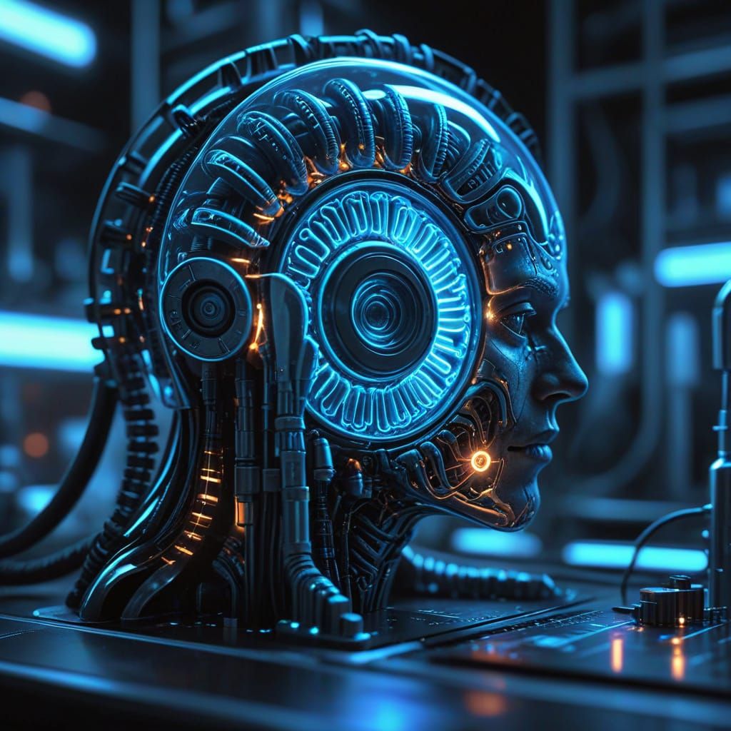 Futuristic Cochlea Examination in a High-Tech Laboratory