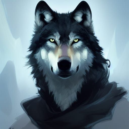 Wolf Teenager Portrait in Anime Style
