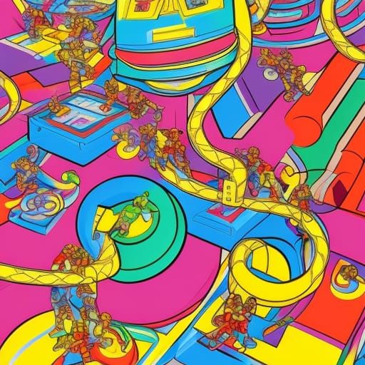 80s Nostalgia Wonderland: Toys and Characters in Gouache