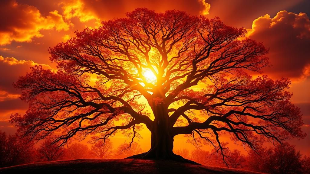 Tree of Life in Autumnal Light, Surreal Style