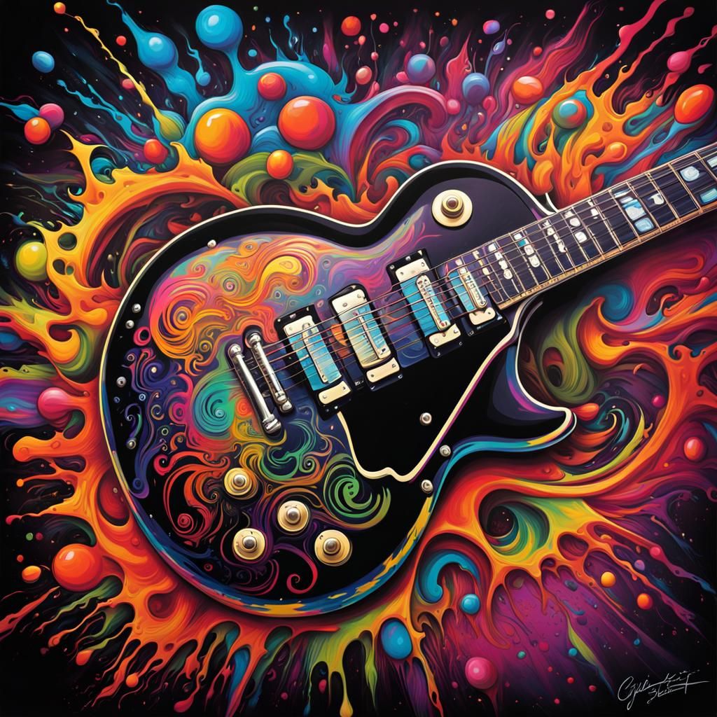 Psychedelic Gibson Les Paul Graffiti Art