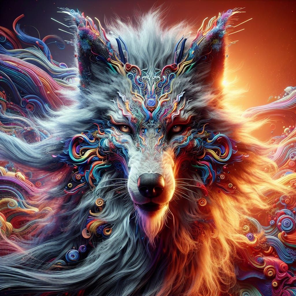 Majestic Wolf God in Hyperrealistic Digital Painting