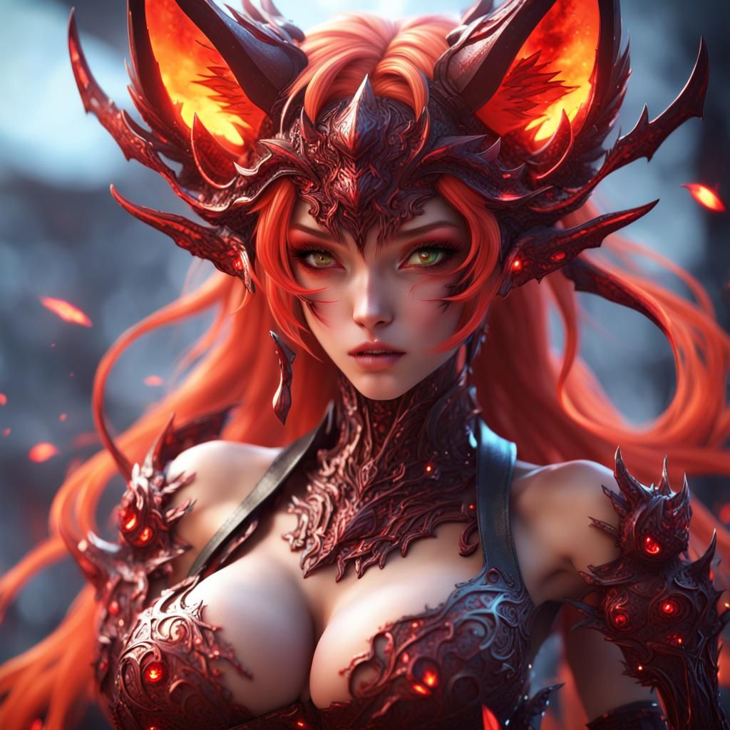 Anime Fox Demon in Detailed Matte Painting