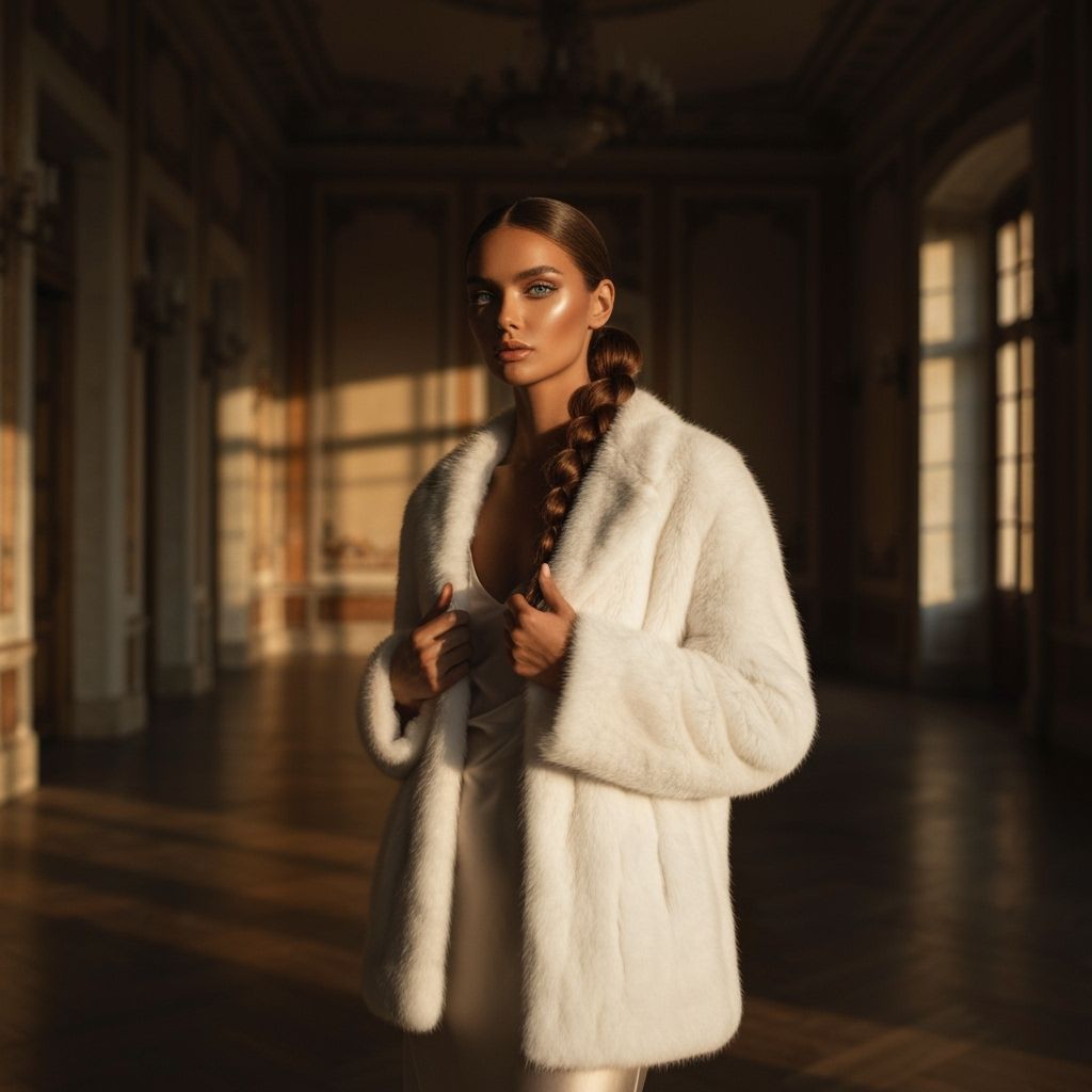 Elegant Model in Palace Hall, Art Nouveau Style