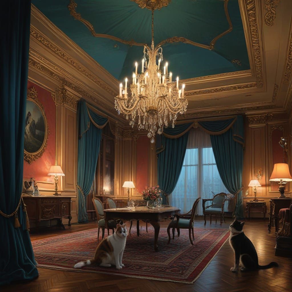 Whimsical Felines at a Renaissance-Inspired Masquerade Ball