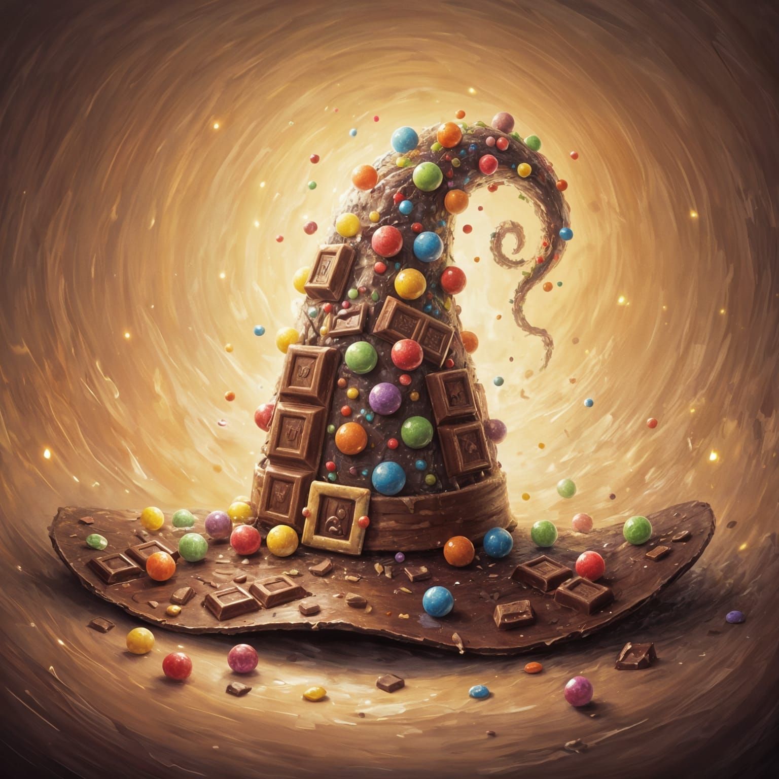 Impasto Gouache Witch Hat Made of Candy