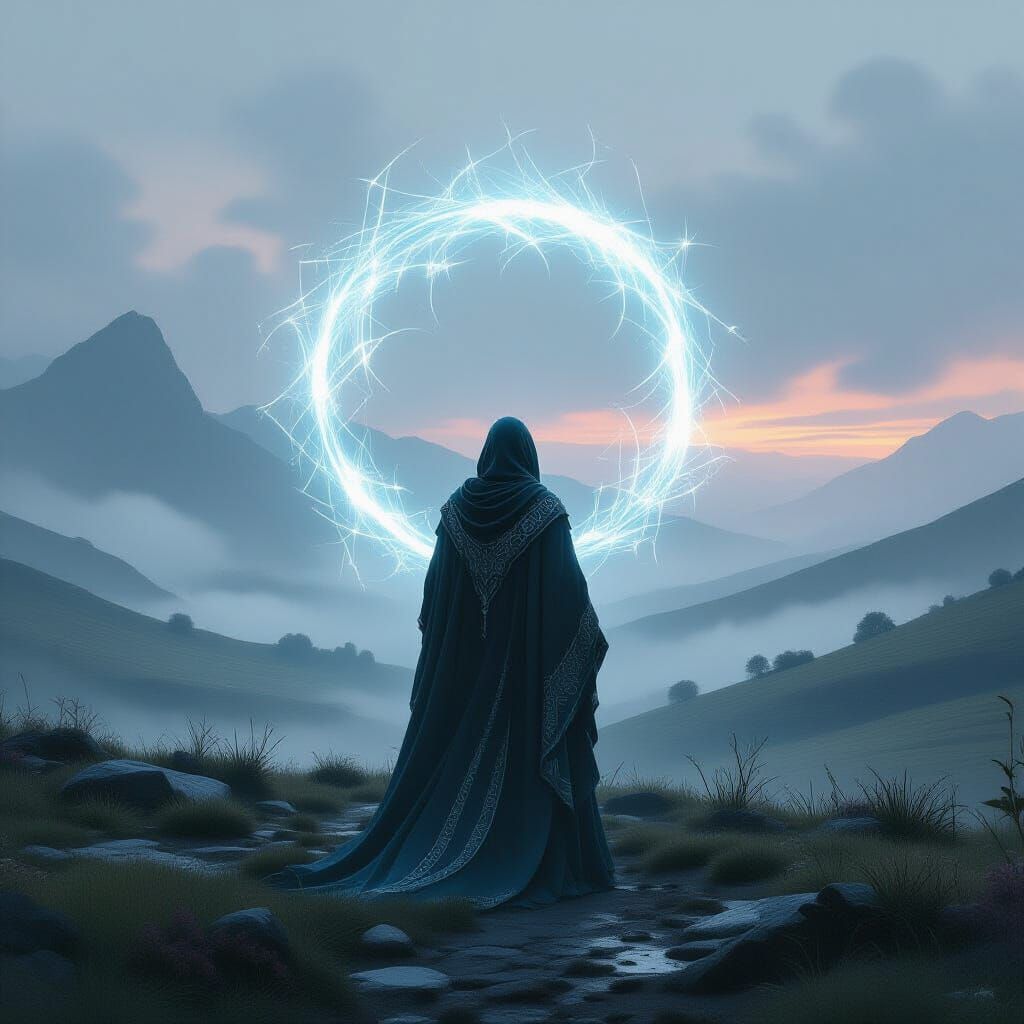 Shimmering Portal in Ethereal Landscape