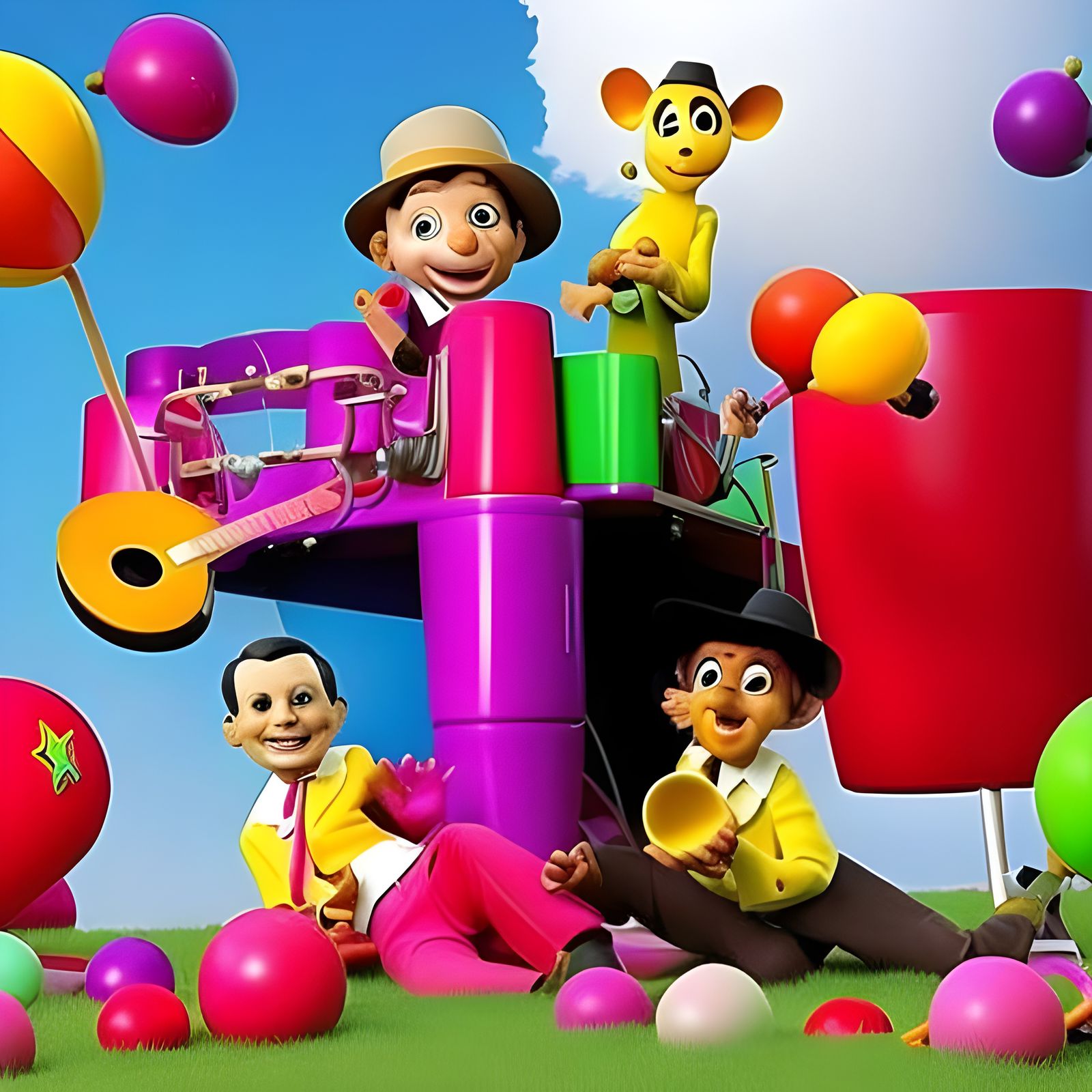 Hyperdetailed Abstract Art with Folk Singers and Gold Symbol...