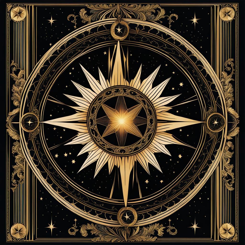 Ethereal Witchy Tarot Card Star in Baroque Gothic Art