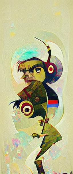 Gorillaz in Chibi Style, Inspired by Kandinsky and Klimt
