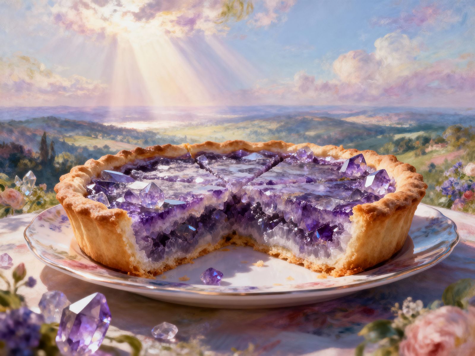 Giant Crystal Amethyst Geode Pie Landscape